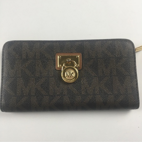 Michael Kors brown and gold zip close wallet - Picture 1 of 8